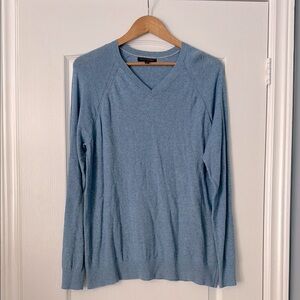 Banana Republic Light Blue Cotton Knit V-Neck Sweater Size Large